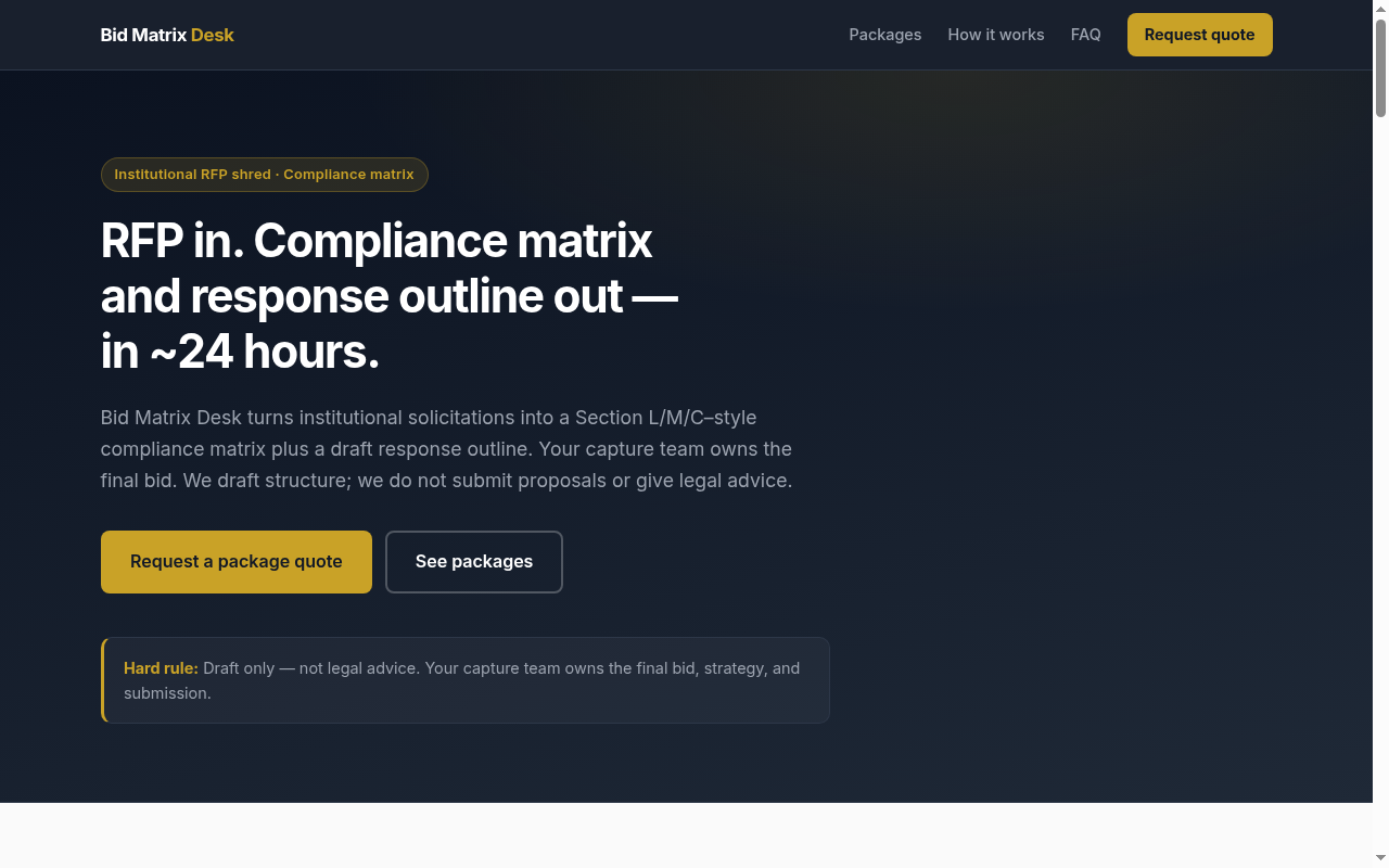 Bid Matrix Desk